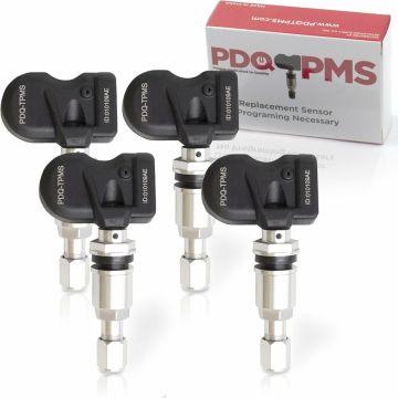 PDQ TPMS 433 MHZ Tire Pressure Sensor 4 Pack Metal Stem For Jeep RAM Direct Replacement For OE Part # 68157568AB | 68239720AC | 68249197AA | 68378369AC